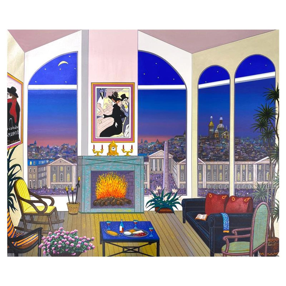 Fanch Ledan, "Interior with Lautrec" Limited Edition Serigraph on Canvas, AP Numbered and Hand Signed with Letter of Authenticity