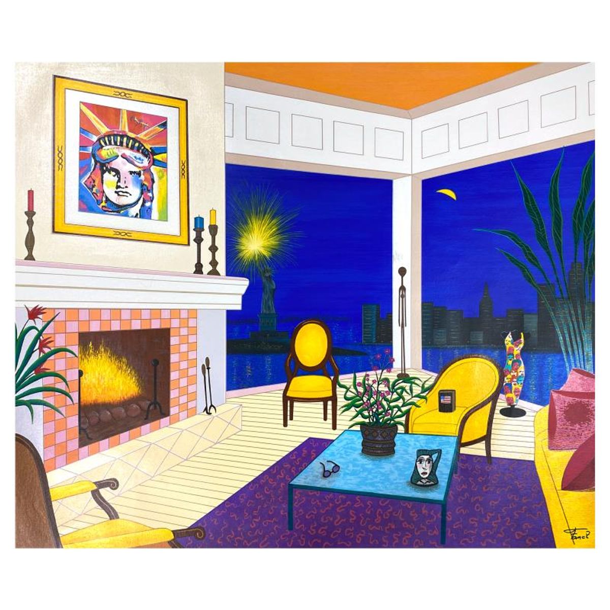 Fanch Ledan, "Liberty Interior" Limited Edition Serigraph on Canvas, AP Numbered Inverso and Hand Signed with Letter of Authenticity