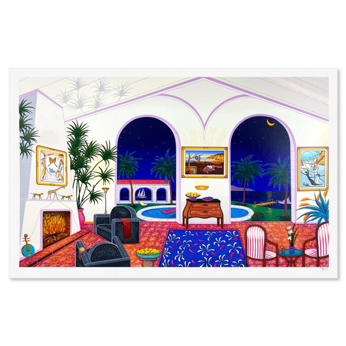 Fanch Ledan, "Interior with Salvador Dali" Limited Edition Serigraph, AP Numbered and Hand Signed with Letter of Authenticity