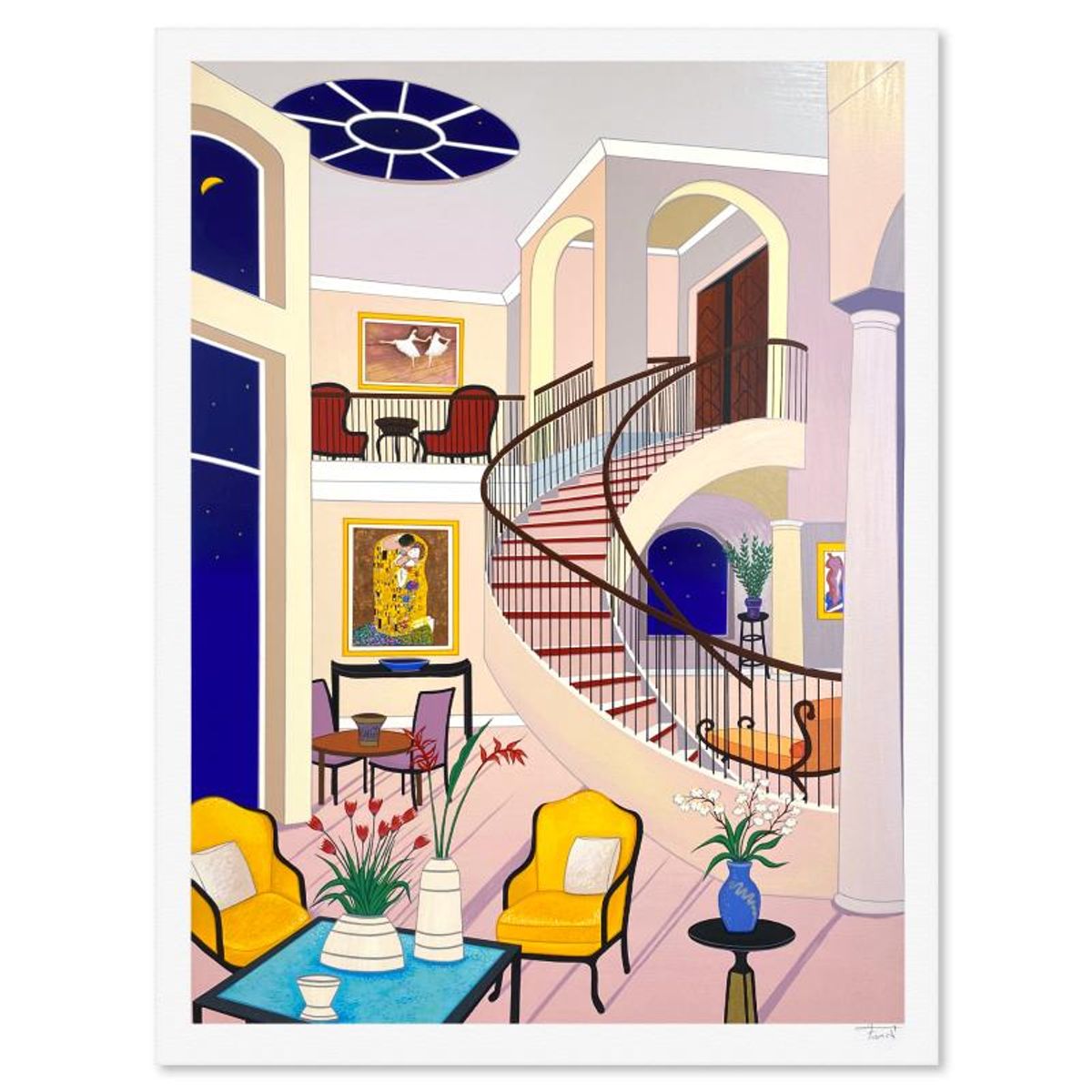 Fanch Ledan, "Interior with Klimt" Limited Edition Serigraph, AP Numbered and Hand Signed with Letter of Authenticity