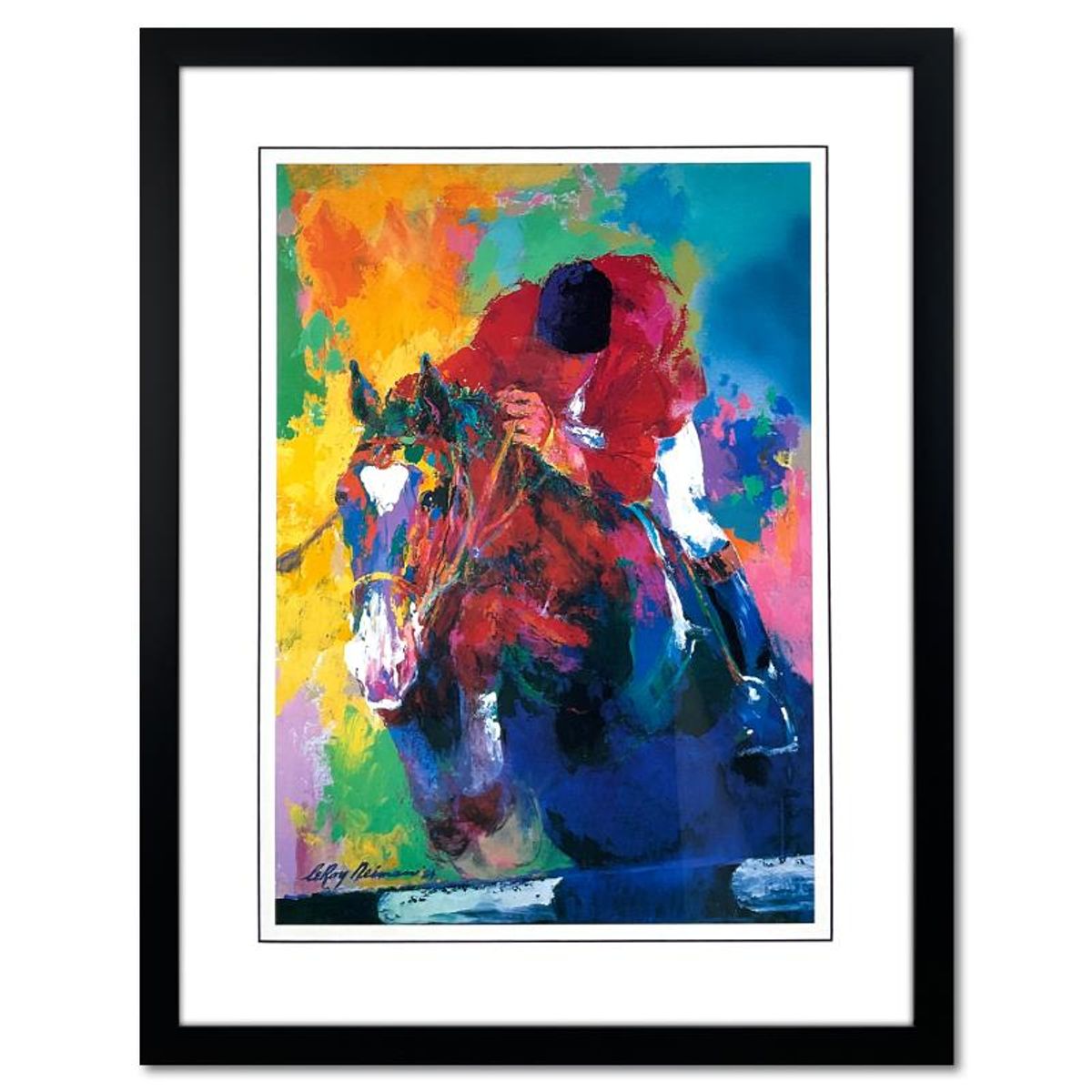Leroy Neiman (1921-2012), "United States Equestrian Team: Riding for America, Los Angeles 1984" Framed Offset Lithograph.