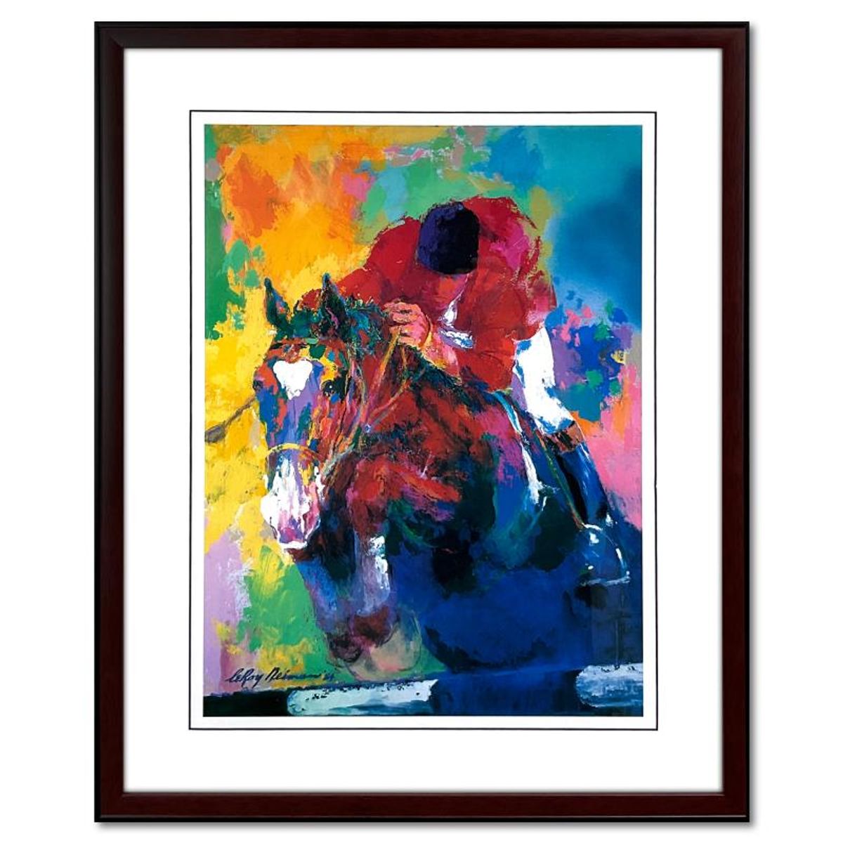 Leroy Neiman (1921-2012), "United States Equestrian Team: Riding for America, Los Angeles 1984" Framed Offset Lithograph.