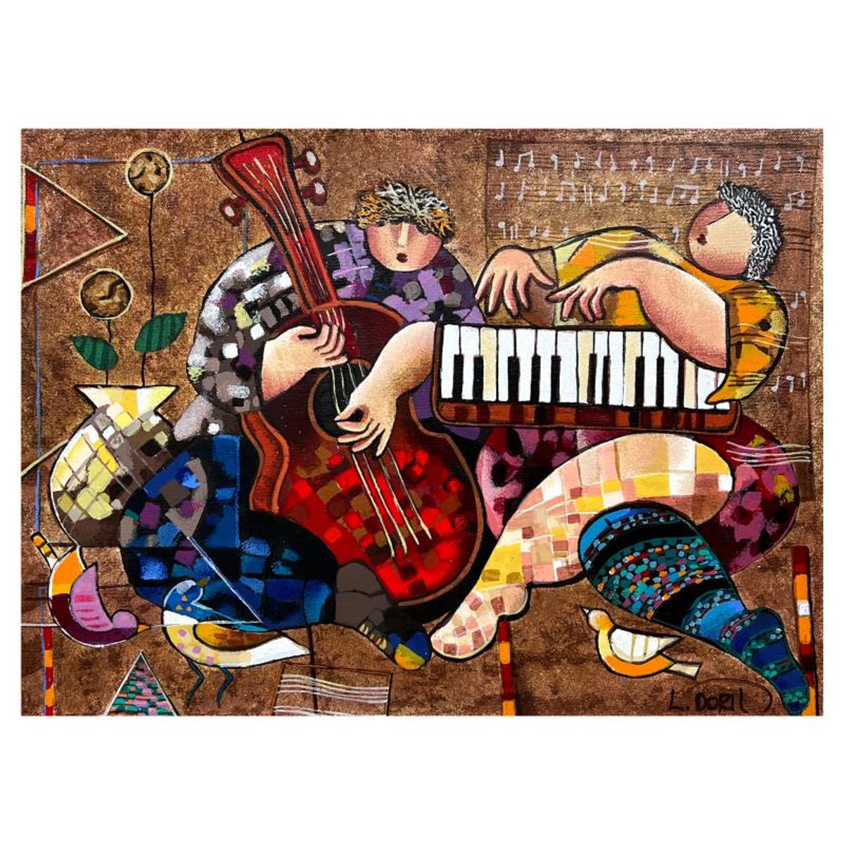 Dorit Levi, "Folklore" Limited Edition Serigraph on Canvas, Hand Signed and Numbered with Letter of Authenticity.