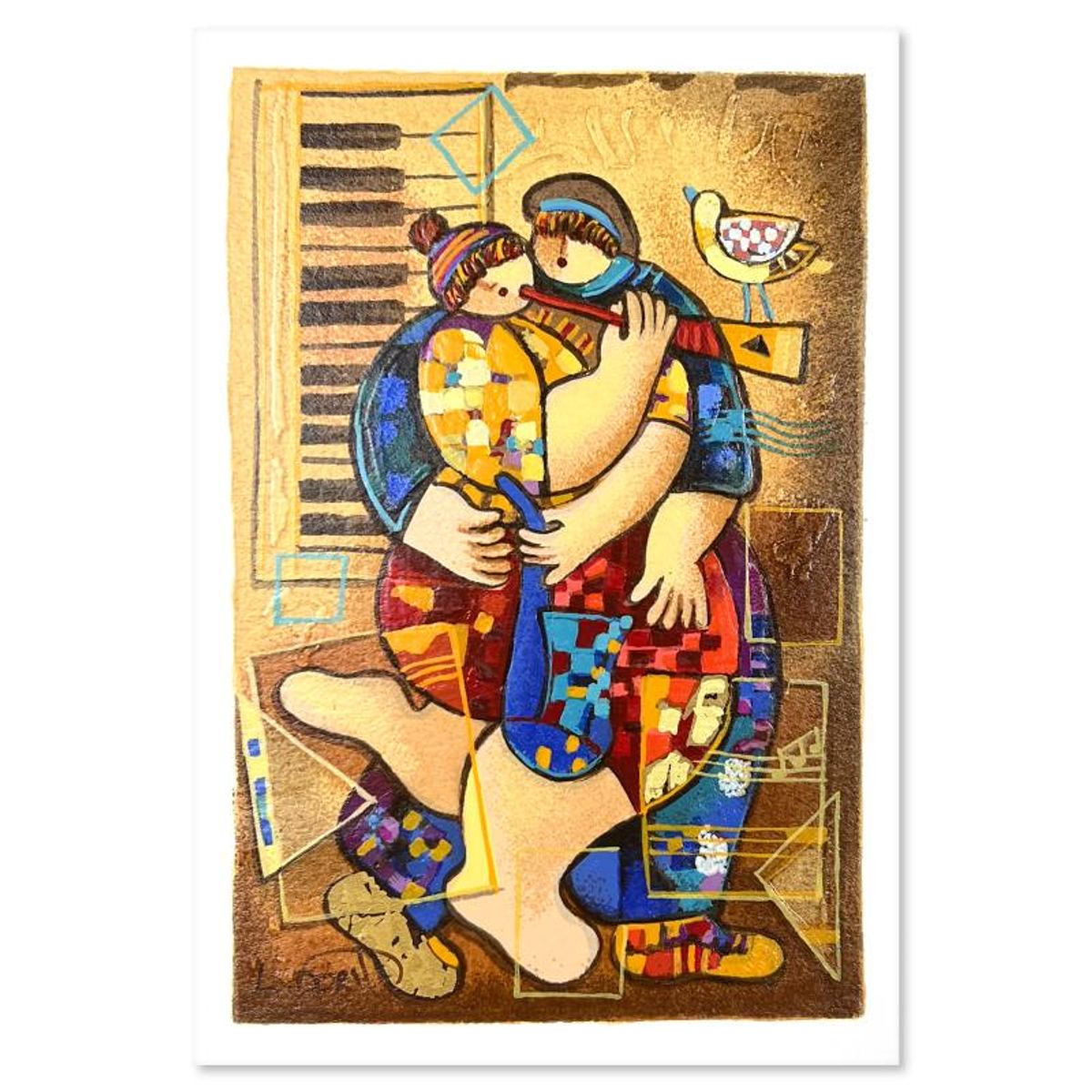 Dorit Levi, "Trumpet of Love" Limited Edition Serigraph, Numbered and Hand Signed with Letter of Authenticity.