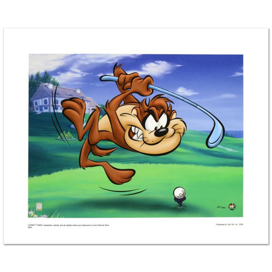 Taz Tee Off Limited Edition Giclee from Warner Bros., Numbered with Hologram Seal and Certificate of Authenticity.