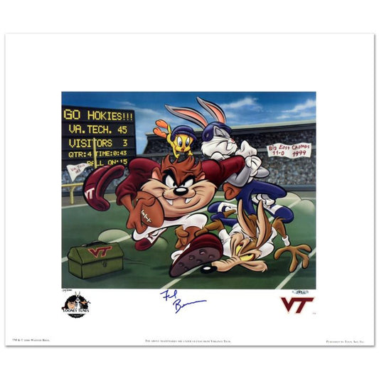 Virginia Tech, Frank Beamer Limited Edition Lithograph from Warner Bros., Numbered and Hand Signed by Virginia Tech Head Football Coach, Frank Beamer, with Hologram Seal and Certificate of Au