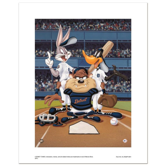 At the Plate (Tigers) Numbered Limited Edition Giclee from Warner Bros. with Certificate of Authenticity.