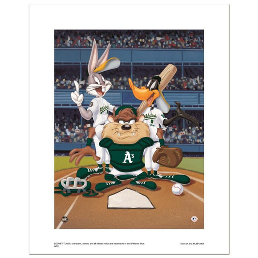 At the Plate (Athletics) Numbered Limited Edition Giclee from Warner Bros. with Certificate of Authenticity.