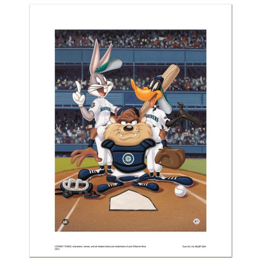 At the Plate (Mariners) Numbered Limited Edition Giclee from Warner Bros. with Certificate of Authenticity.