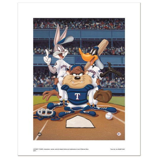 At the Plate (Rangers) Numbered Limited Edition Giclee from Warner Bros. with Certificate of Authenticity.