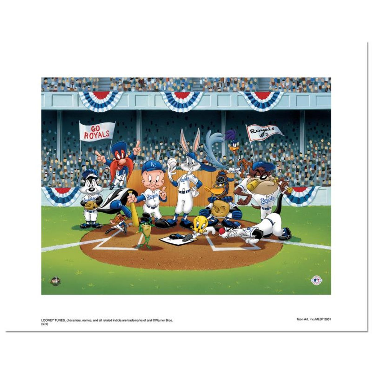 Line Up At The Plate (Royals) is a Limited Edition Giclee from Warner Brothers with Hologram Seal and Certificate of Authenticity.