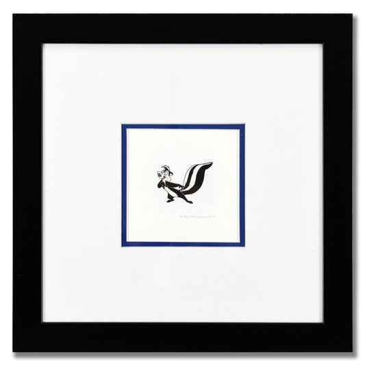 Pepe le Pew Framed Limited Edition Etching with Hand-Tinted Color Numbered with Letter of Authenticity