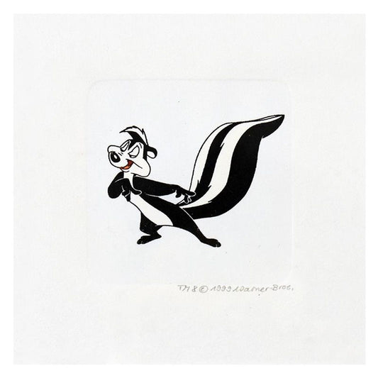 Pepe le Pew Framed Limited Edition Etching with Hand-Tinted Color Numbered with Letter of Authenticity