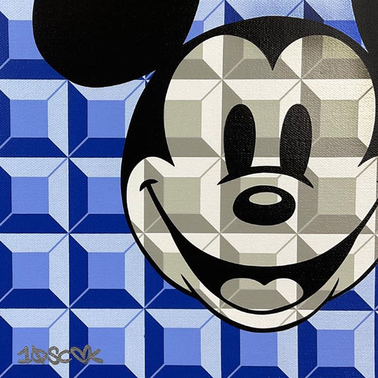 Tennessee Loveless, "Blue 8-Bit Mickey" Limited Edition on Canvas from Disney Fine Art, Numbered and Hand Signed with Letter of Authenticity