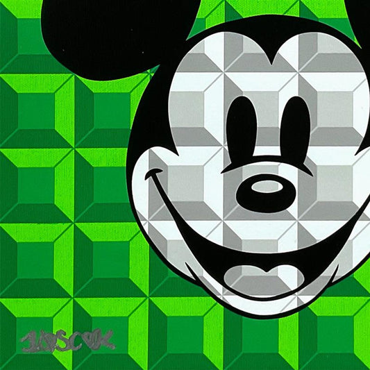 Tennessee Loveless, "Green 8-Bit Mickey" Limited Edition on Canvas from Disney Fine Art, Numbered and Hand Signed with Letter of Authenticity
