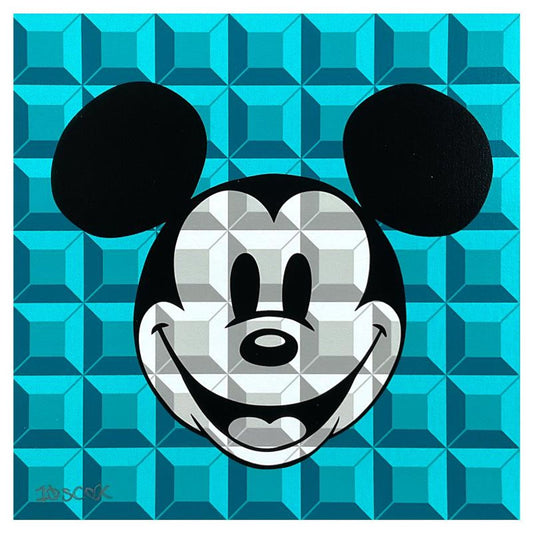 Tennessee Loveless, "Aqua 8-Bit Mickey" Limited Edition on Canvas from Disney Fine Art, Numbered and Hand Signed with Letter of Authenticity