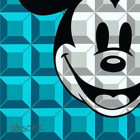 Tennessee Loveless, "Aqua 8-Bit Mickey" Limited Edition on Canvas from Disney Fine Art, Numbered and Hand Signed with Letter of Authenticity