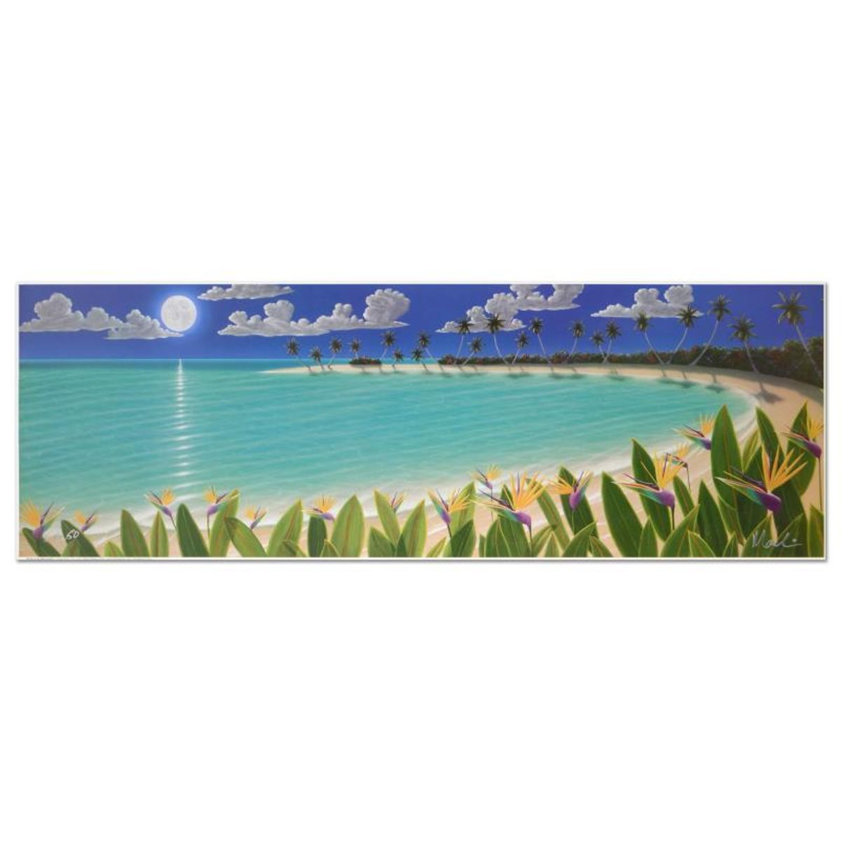 Dan Mackin, "Birds In The Moonlight" Limited Edition Lithograph, Numbered and Hand Signed with Letter of Authenticity.