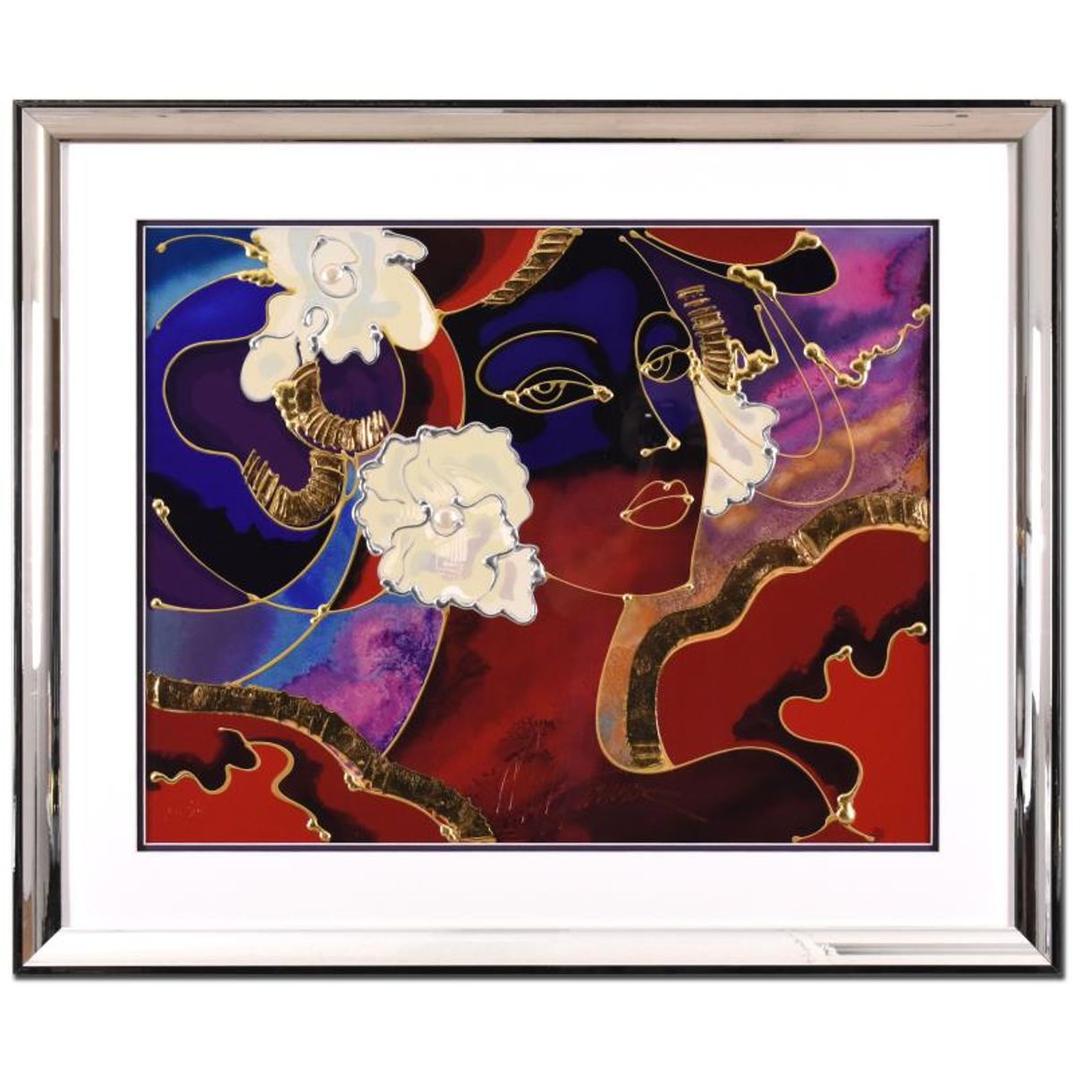 Martiros Manoukian, "Golden Shimmer" Framed Limited Edition Mixed Media Silkscreen, PP Numbered and Hand Signed with Letter of Authenticity.