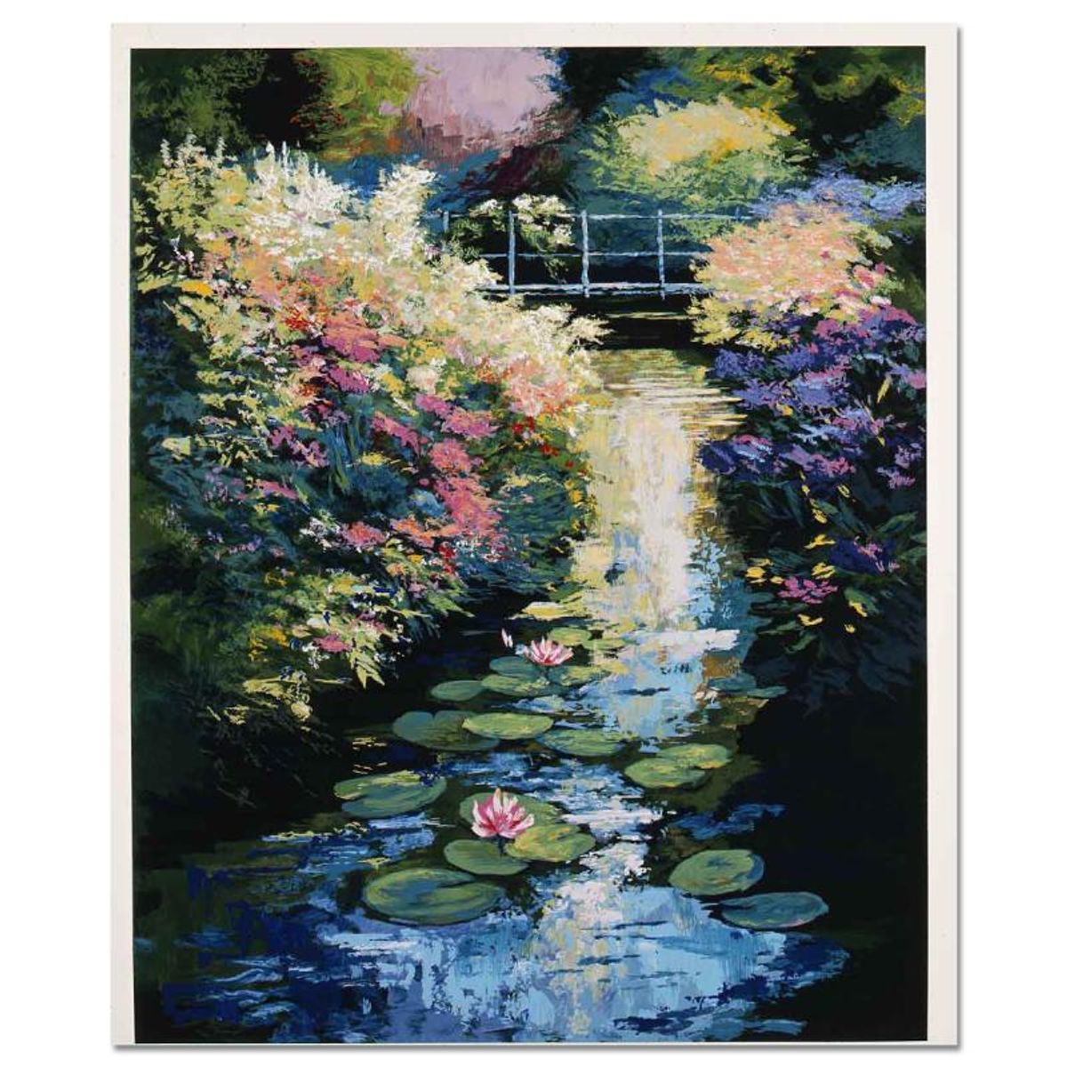 Mark King (1931-2014), "Flowering Bank & Waterlilies" Hand Signed Limited Edition Serigraph with Letter of Authenticity.