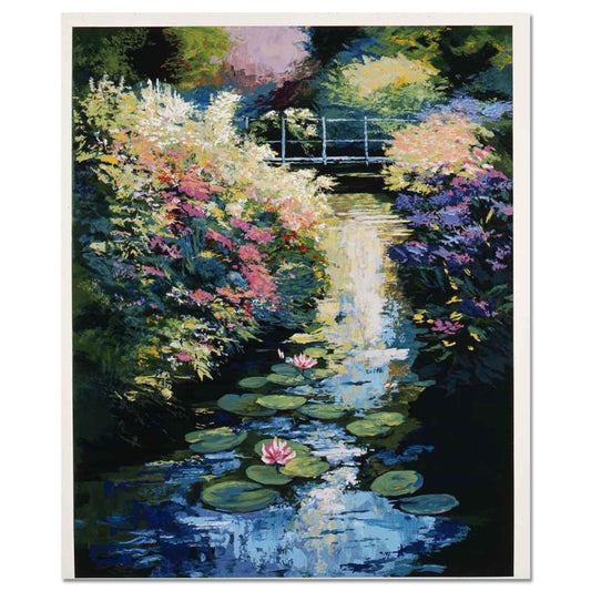 Mark King (1931-2014), "Flowering Bank & Waterlilies" Hand Signed Limited Edition Serigraph with Letter of Authenticity.