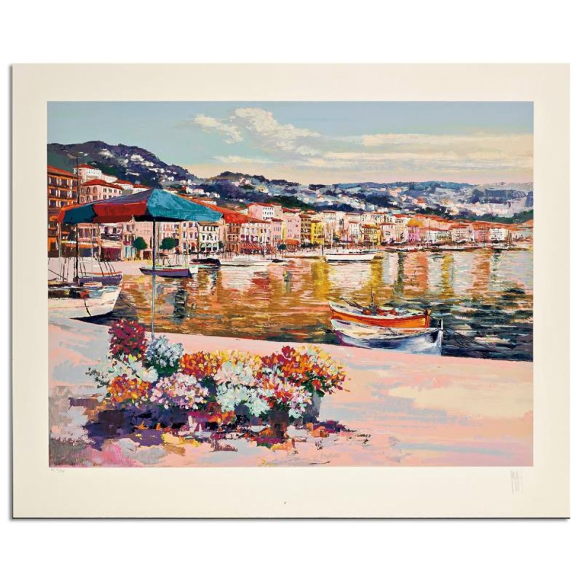 Mark King (1931-2014), "Promenade At Nice" Hand Signed Limited Edition Serigraph with Letter of Authenticity.