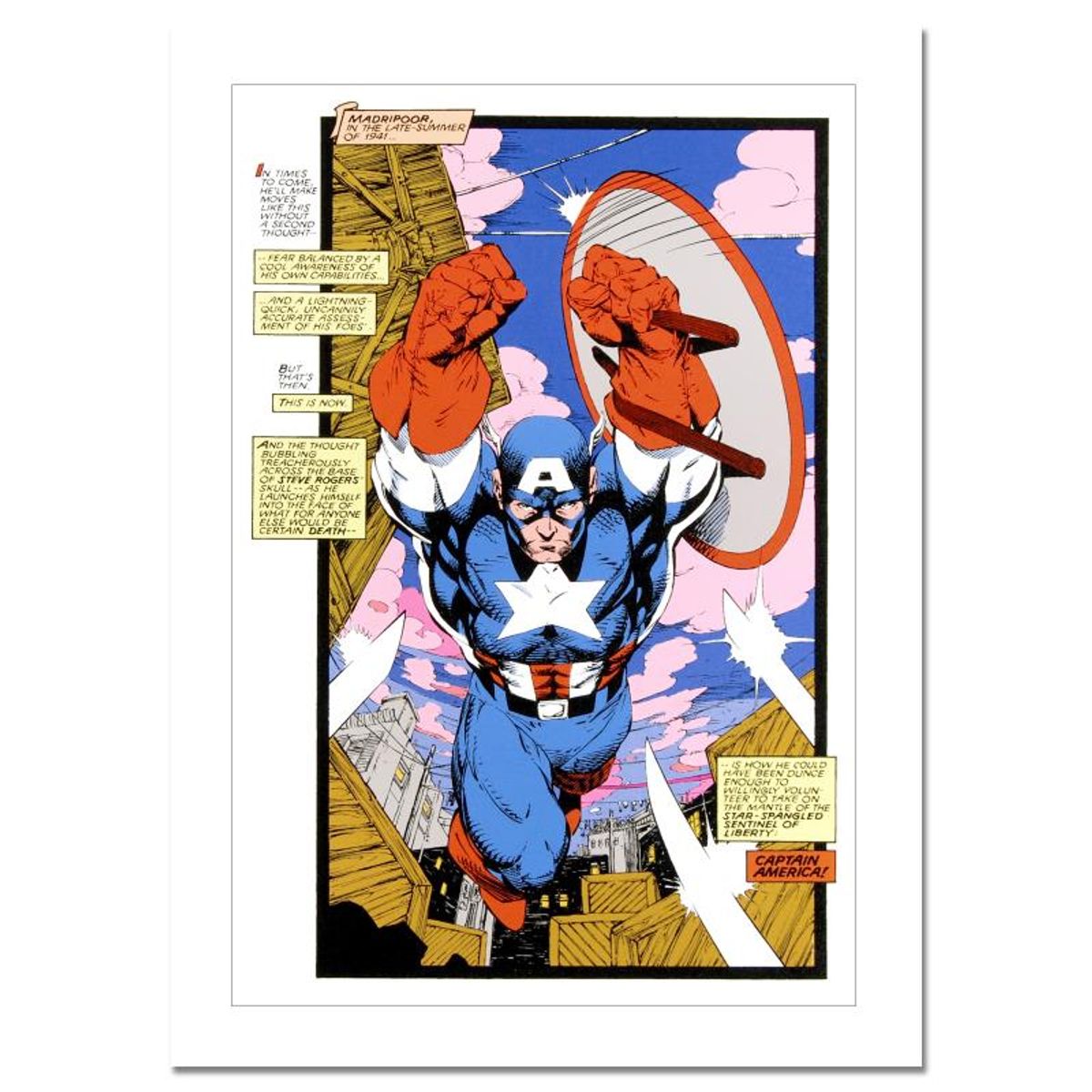 Marvel Comics, "Captain America, Sentinel: Uncanny X-Men #268" Numbered Limited Edition Canvas by Jim Lee with Certificate of Authenticity.