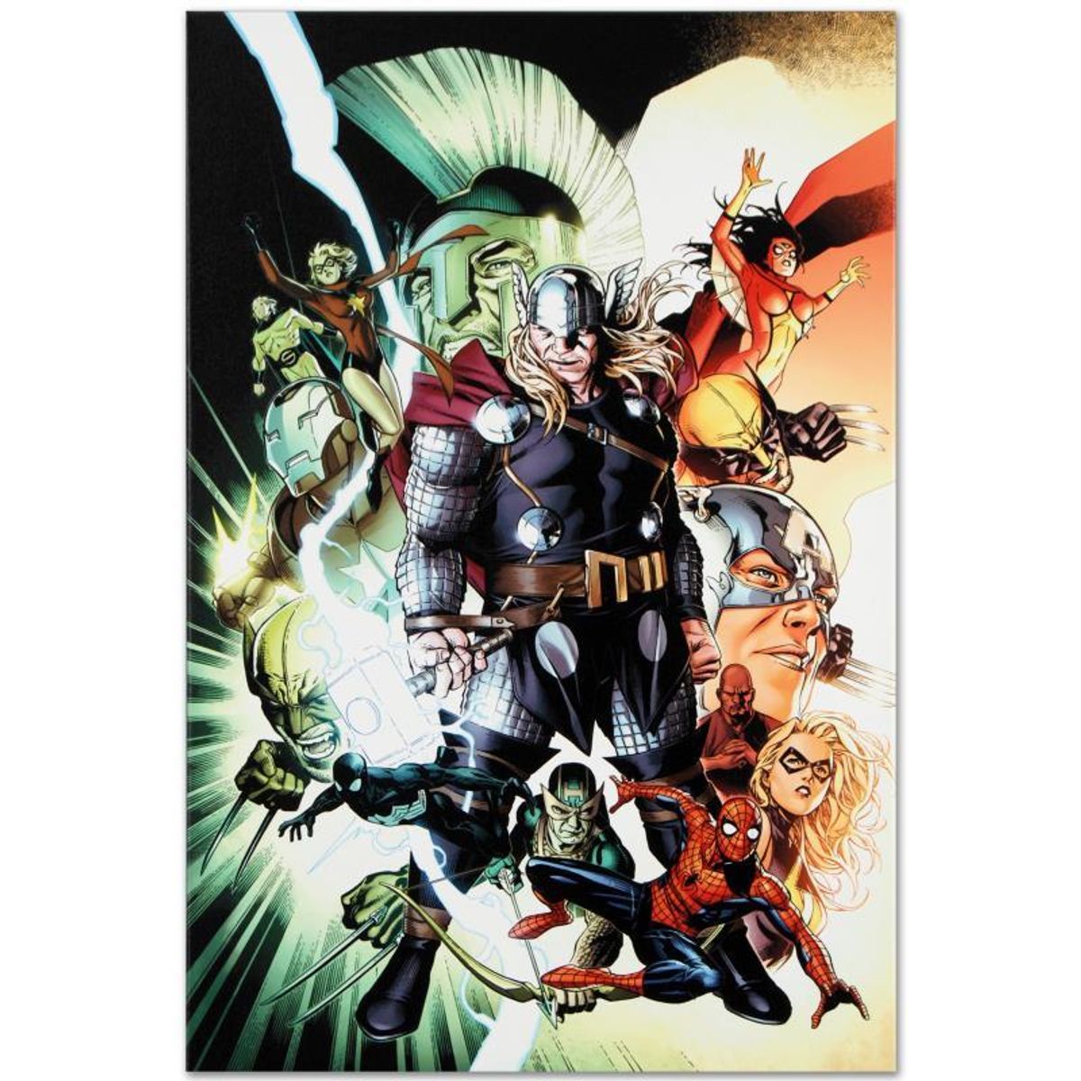 Marvel Comics "Free Comic Book Day 2009 Avengers #1" Numbered Limited Edition Giclee on Canvas by Jim Cheung with COA.