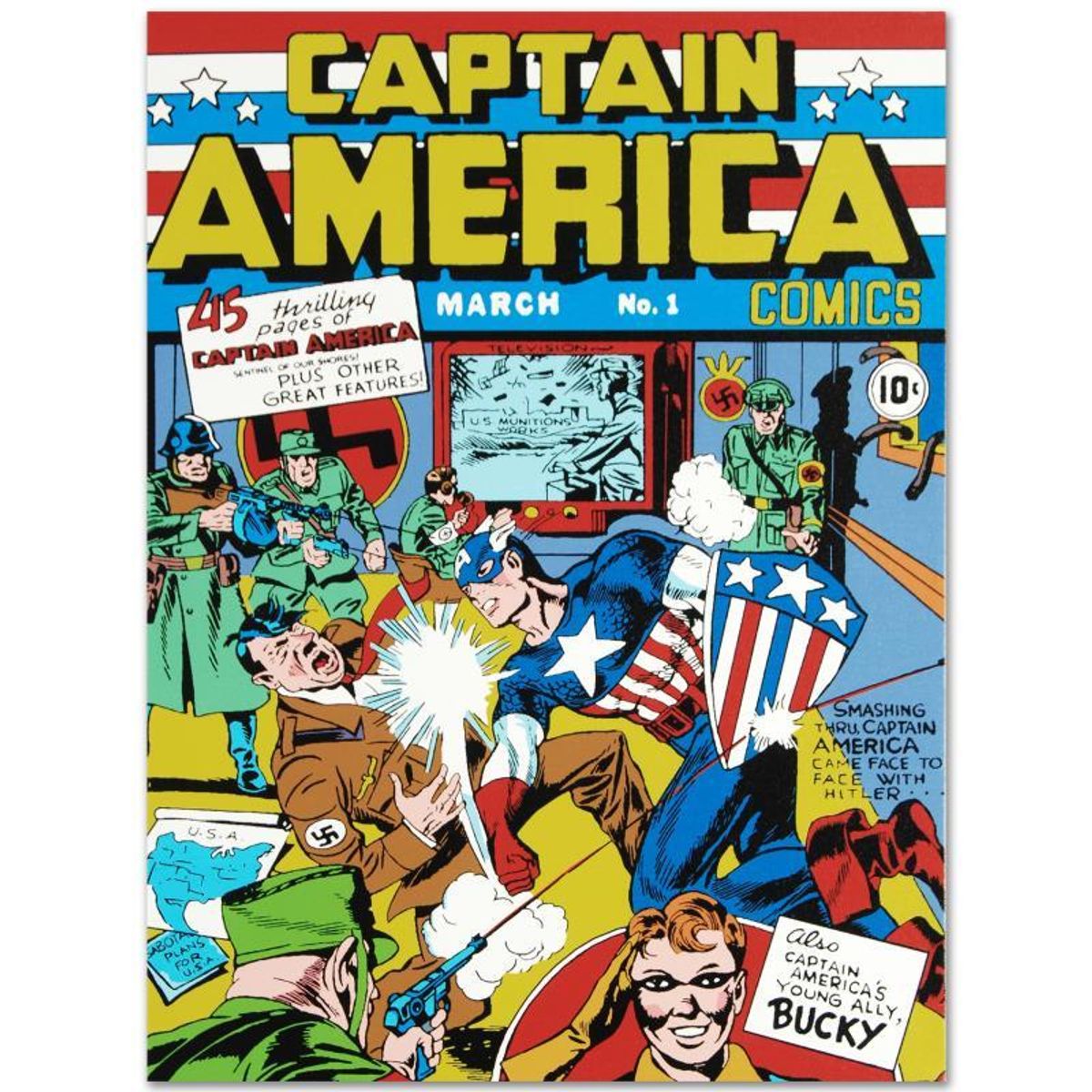 Marvel Comics "Captain America Comics #1" Numbered Limited Edition Giclee on Canvas by Jack Kirby (1917-1994) with COA.