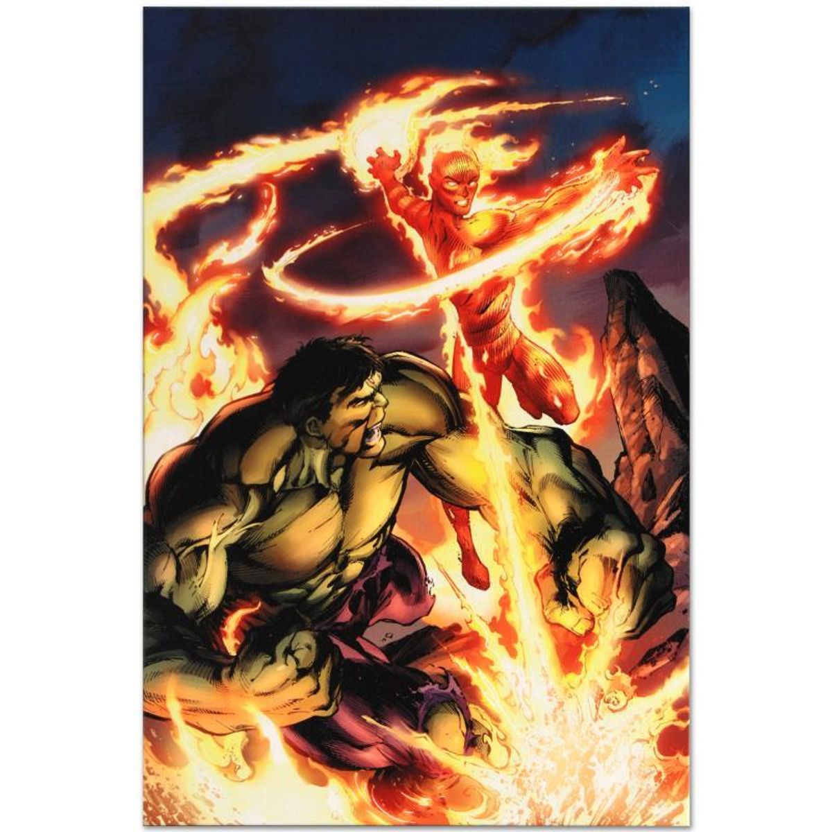 Marvel Comics "Incredible Hulk & The Human Torch: From the Marvel Vault #1" Numbered Limited Edition Giclee on Canvas by Mark Bagley with COA.