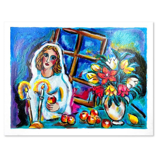 Alex Meilichson, "Glowing Candles" Hand Signed, Numbered Limited Edition Serigraph with Letter of Authenticity.