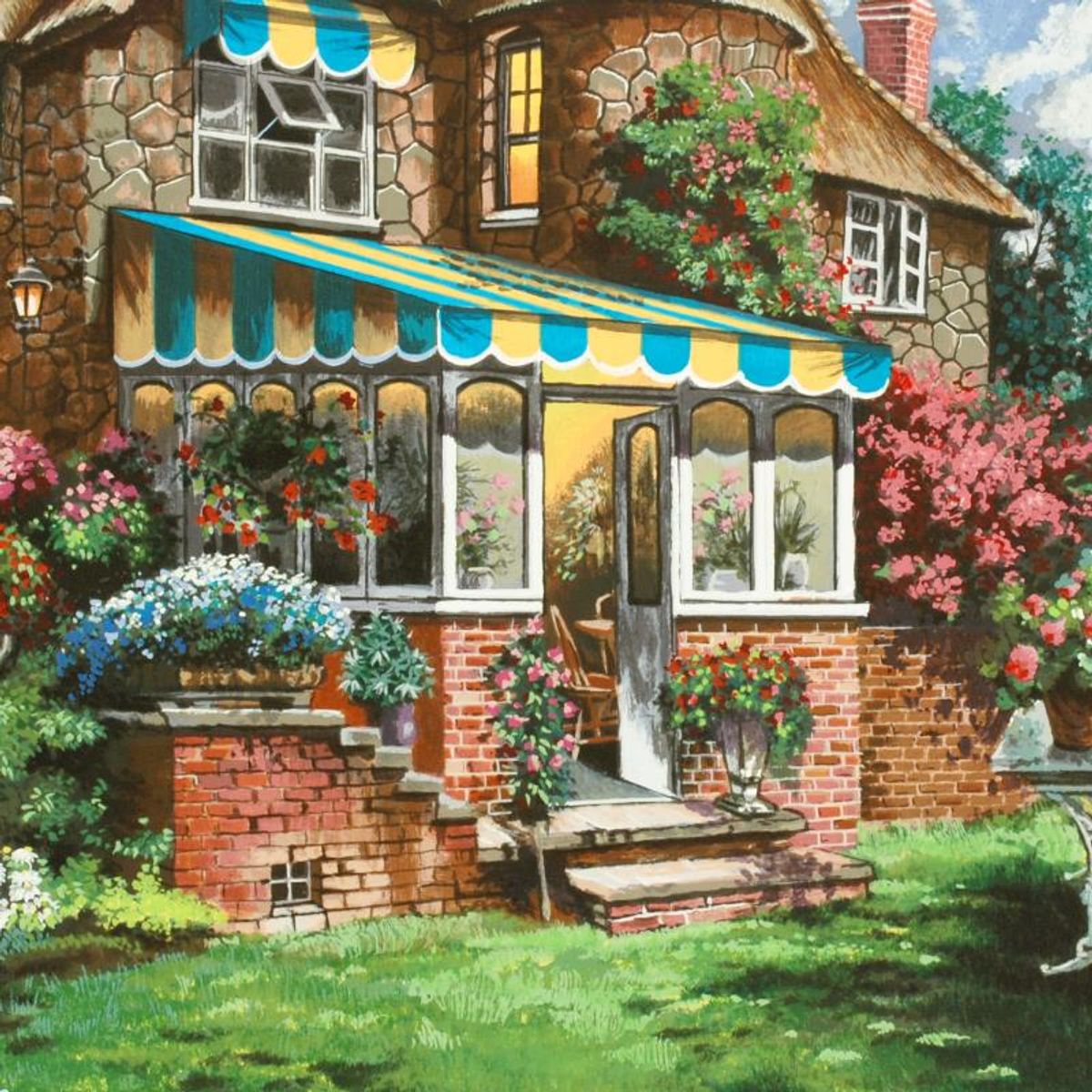 Anatoly Metlan, "Greenhouse" Limited Edition Serigraph, Numbered and Hand Signed with Certificate of Authenticity.