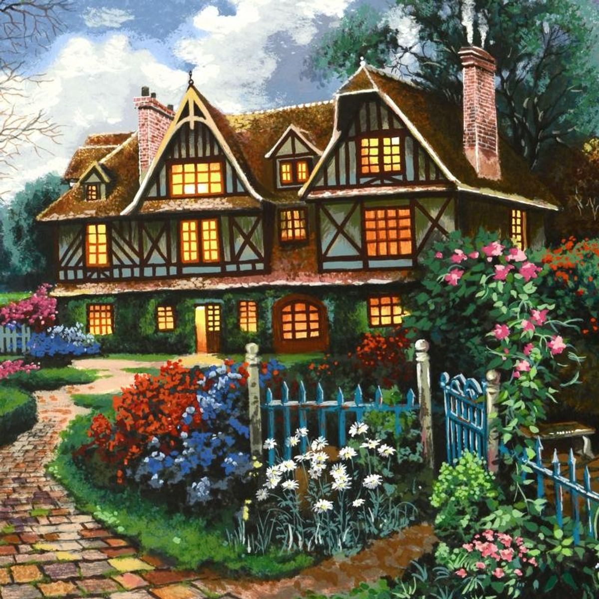 Anatoly Metlan, "Country Cottage" Limited Edition Serigraph, Numbered and Hand Signed with Certificate of Authenticity.