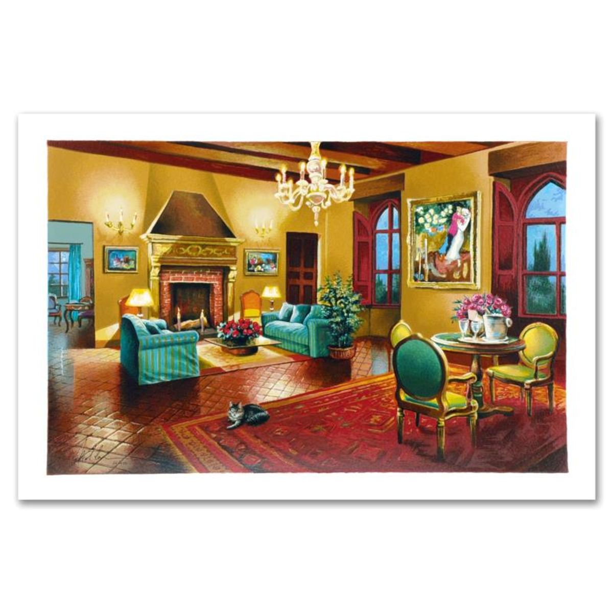 Anatoly Metlan, "Homage to Chagall" Limited Edition Lithograph, Numbered and Hand Signed with Certificate of Authenticity.