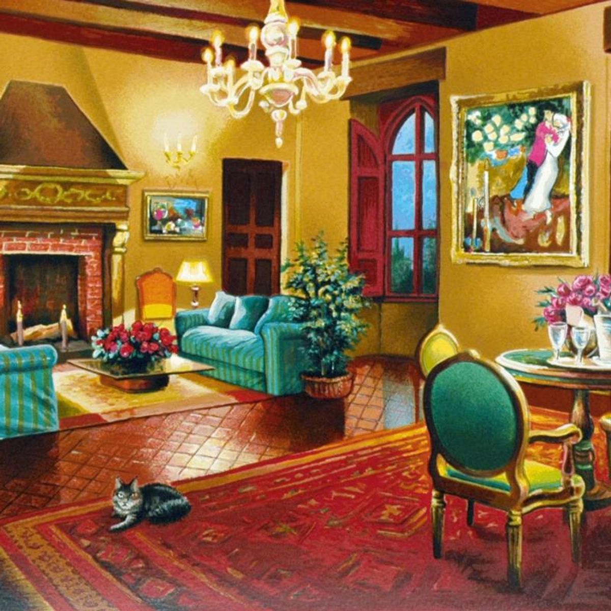 Anatoly Metlan, "Homage to Chagall" Limited Edition Lithograph, Numbered and Hand Signed with Certificate of Authenticity.