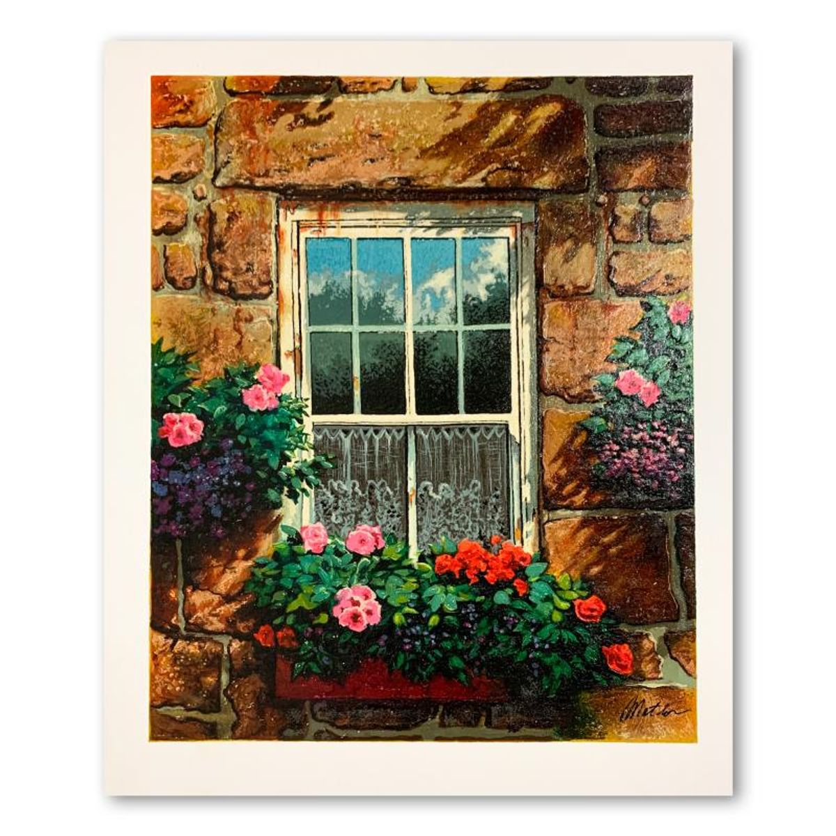 Anatoly Metlan, "Beyond Our Window" Hand Signed Limited Edition Serigraph on Paper with Letter of Authenticity.