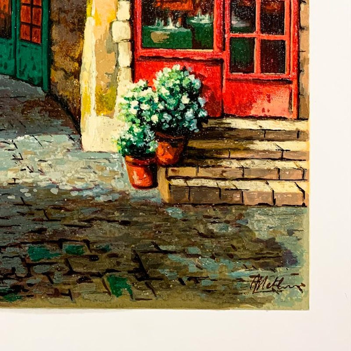 Anatoly Metlan, "At the Alley" Hand Signed Limited Edition Serigraph on Paper with Letter of Authenticity.
