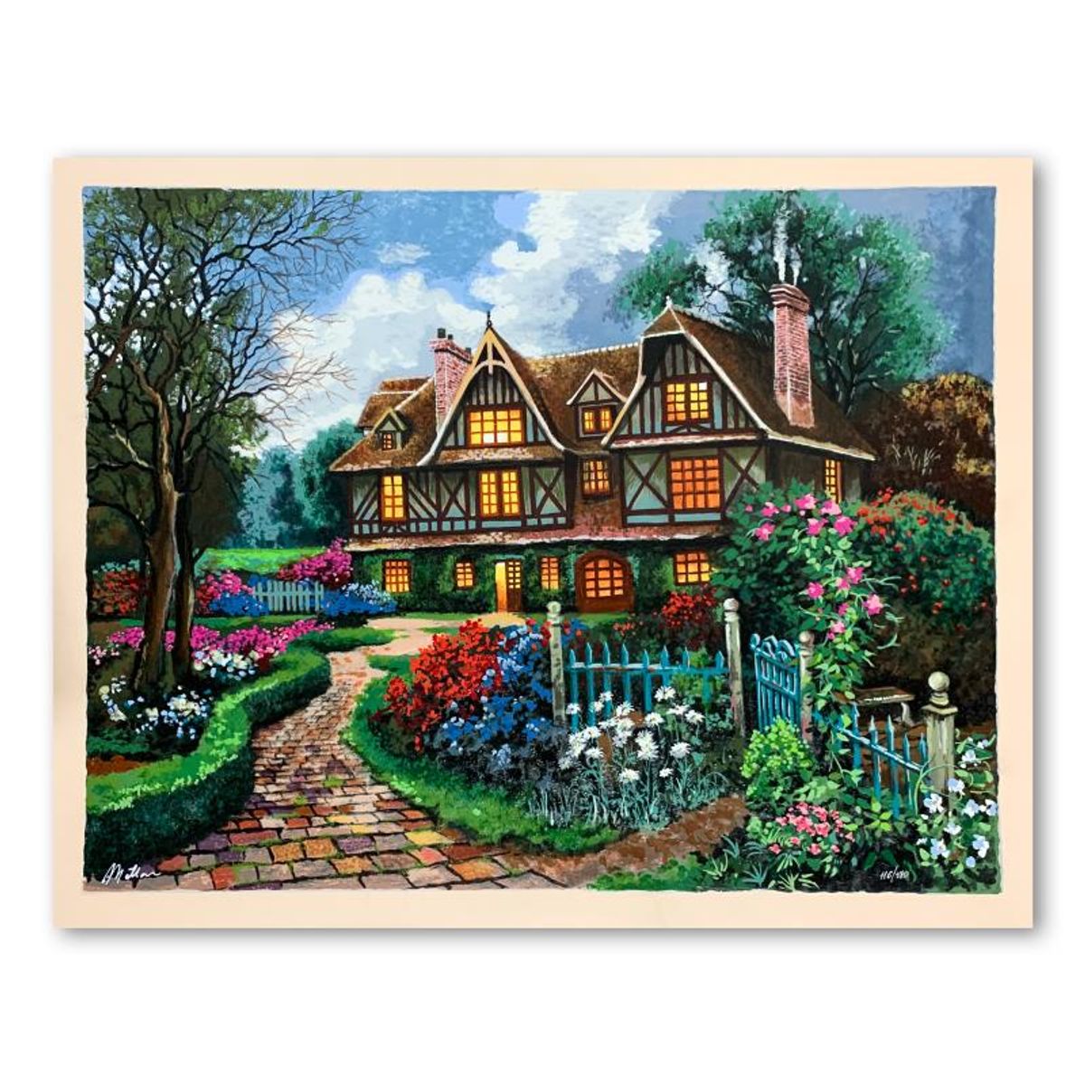 Anatoly Metlan, "Country Cottage" Hand Signed Limited Edition Serigraph on Paper with Letter of Authenticity.