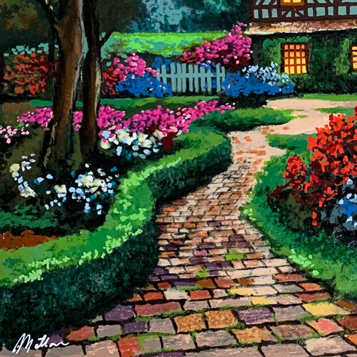 Anatoly Metlan, "Country Cottage" Hand Signed Limited Edition Serigraph on Paper with Letter of Authenticity.