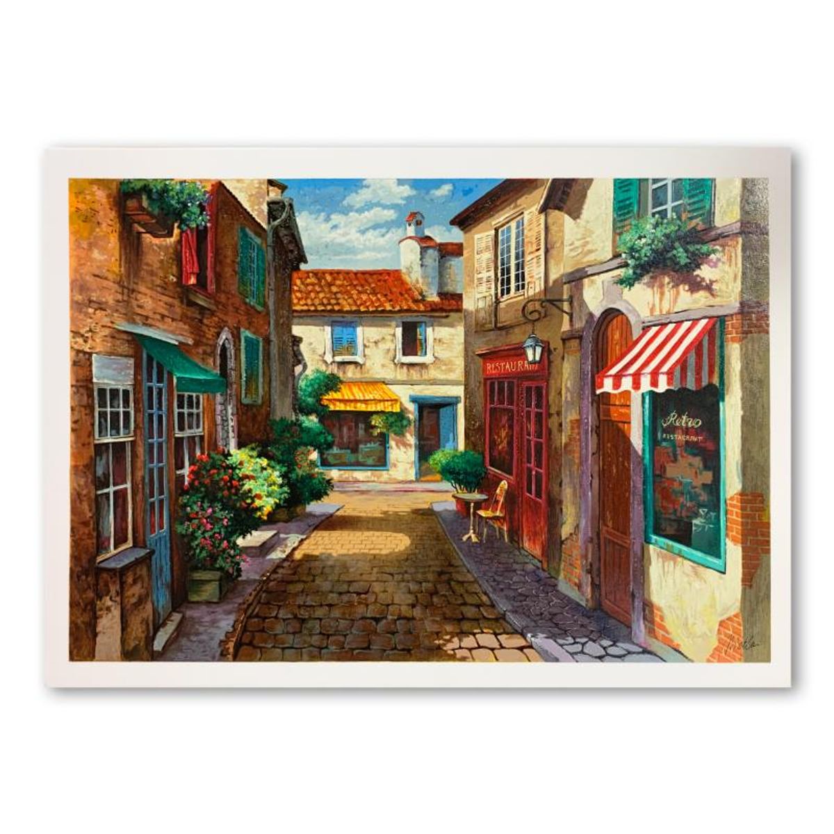 Anatoly Metlan, "Down the Street" Hand Signed Limited Edition Serigraph on Paper with Letter of Authenticity.