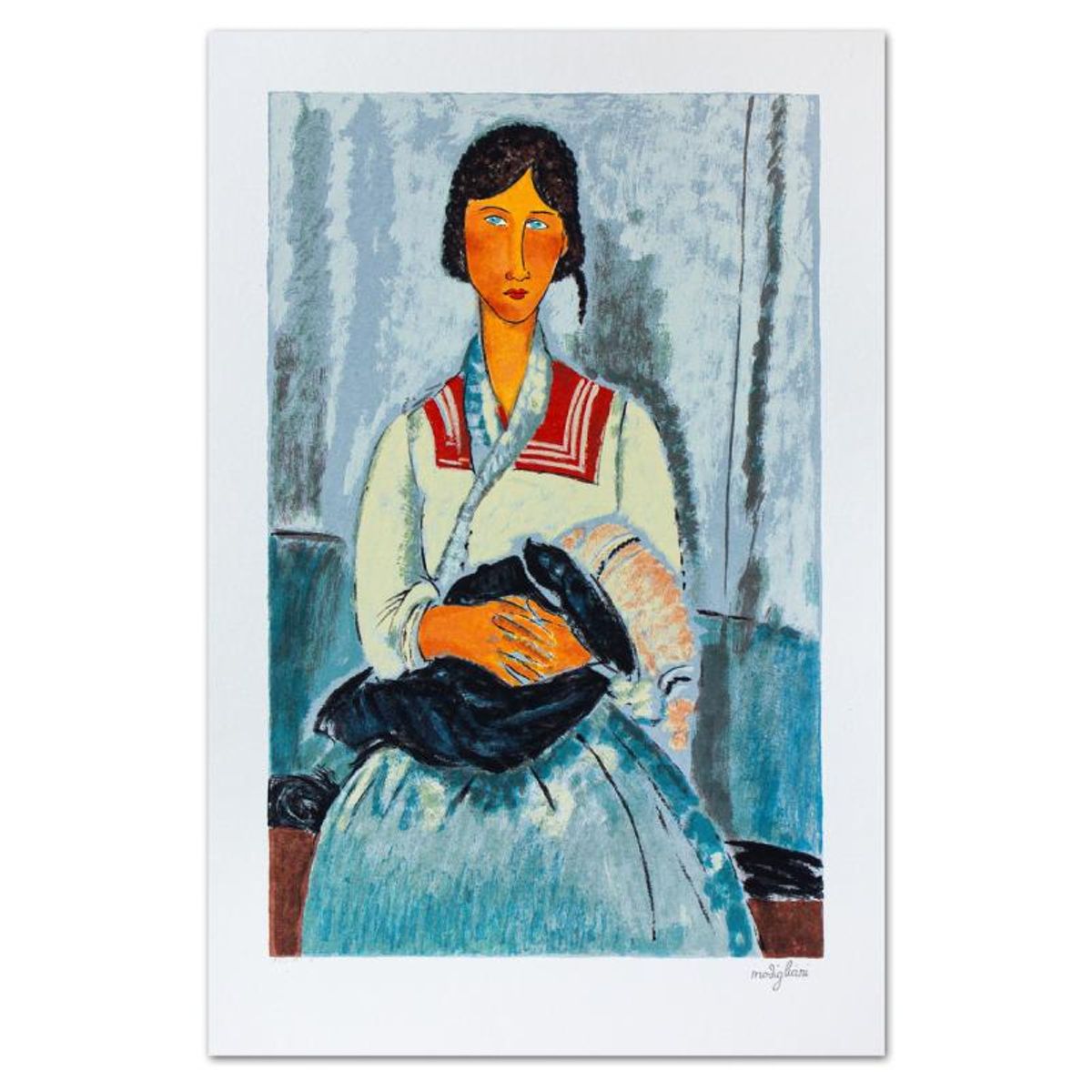 Amedeo Modigliani (1884-1920), "Zingara Con Bambino" Limited Edition Serigraph with Letter of Authenticity.
