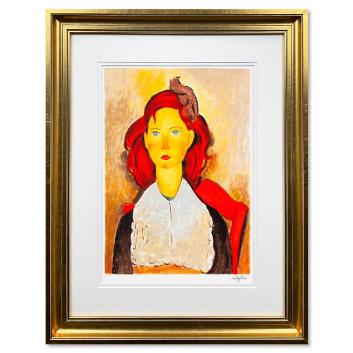 Amedeo Modigliani (1884-1920), "Busto Di Regazza Seduta" Framed Limited Edition Serigraph with Letter of Authenticity.