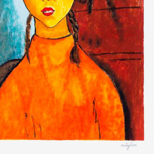 Amedeo Modigliani (1884-1920), "Bambina Con Trecce" Framed Limited Edition Serigraph with Letter of Authenticity.