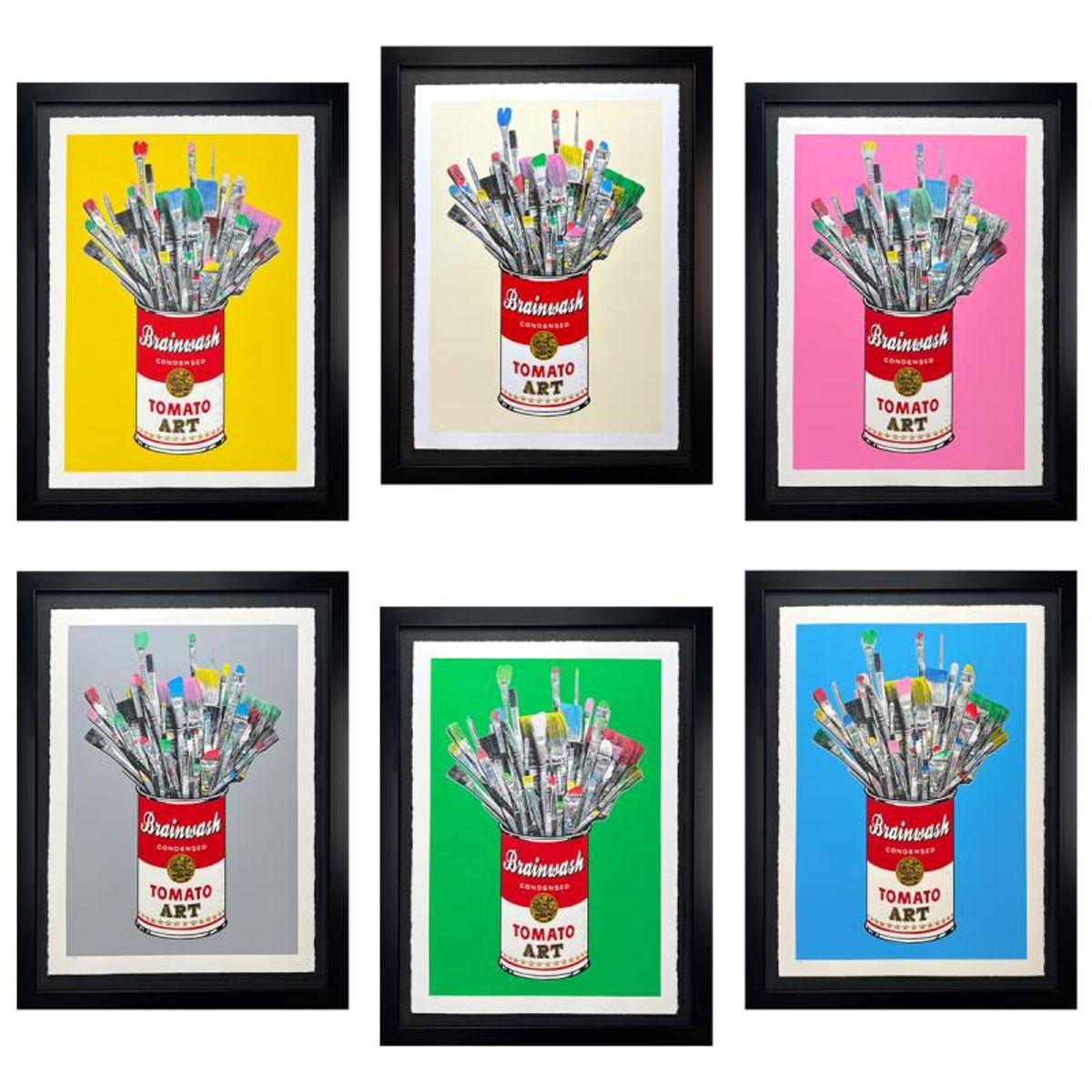 Mr. Brainwash, "Tomato Pop Matching Set" 6 Framed Limited Edition Hand-Finished Silk Screens. Hand Signed and Certificate of Authenticity.