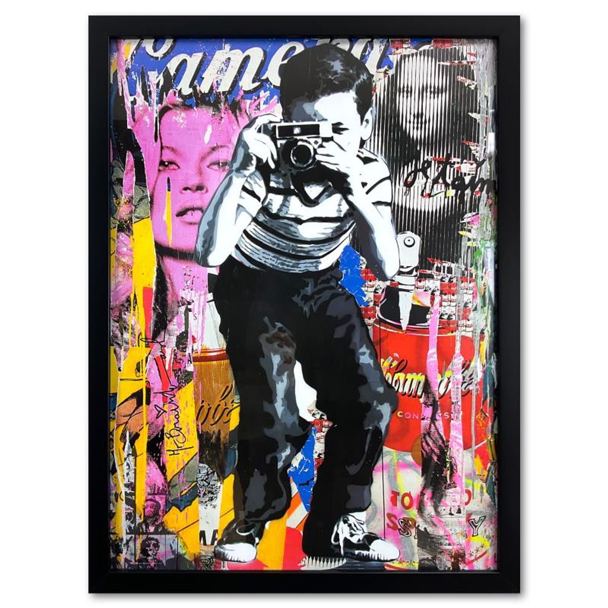 Mr. Brainwash, "Smile" Custom Framed Plate Signed Offset Lithograph.