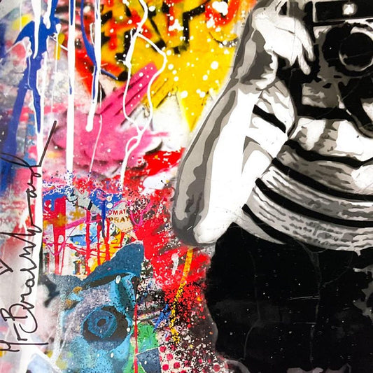 Mr. Brainwash, "Smile" Custom Framed Plate Signed Offset Lithograph.