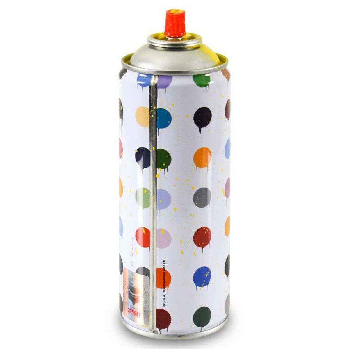 Mr. Brainwash, "Hirst Dots (Yellow)" Limited Edition Hand Painted Spray Can with Plate Signature.