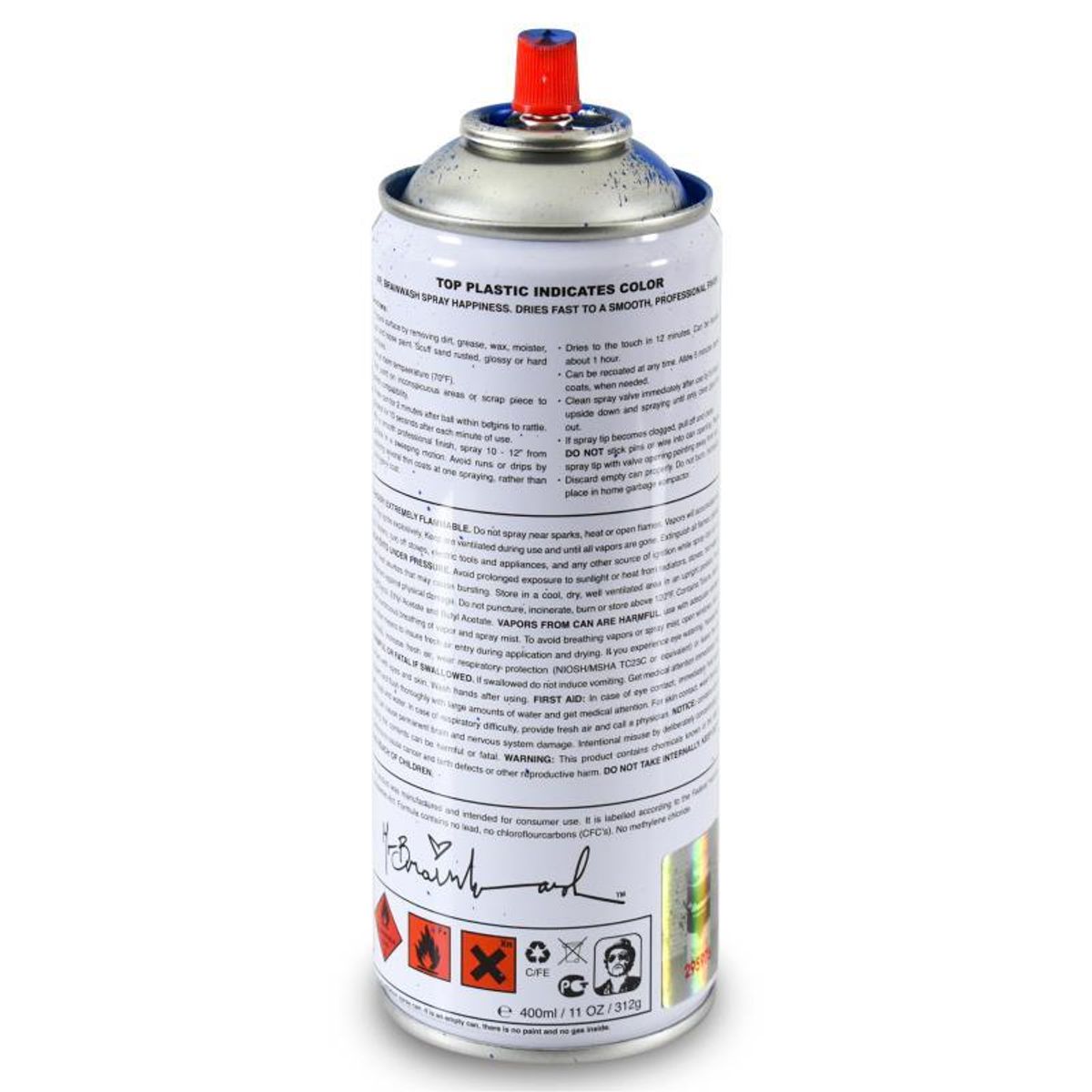 Mr. Brainwash, "Mona Lisa (Blue)" Limited Edition Hand Painted Spray Can with Plate Signature.