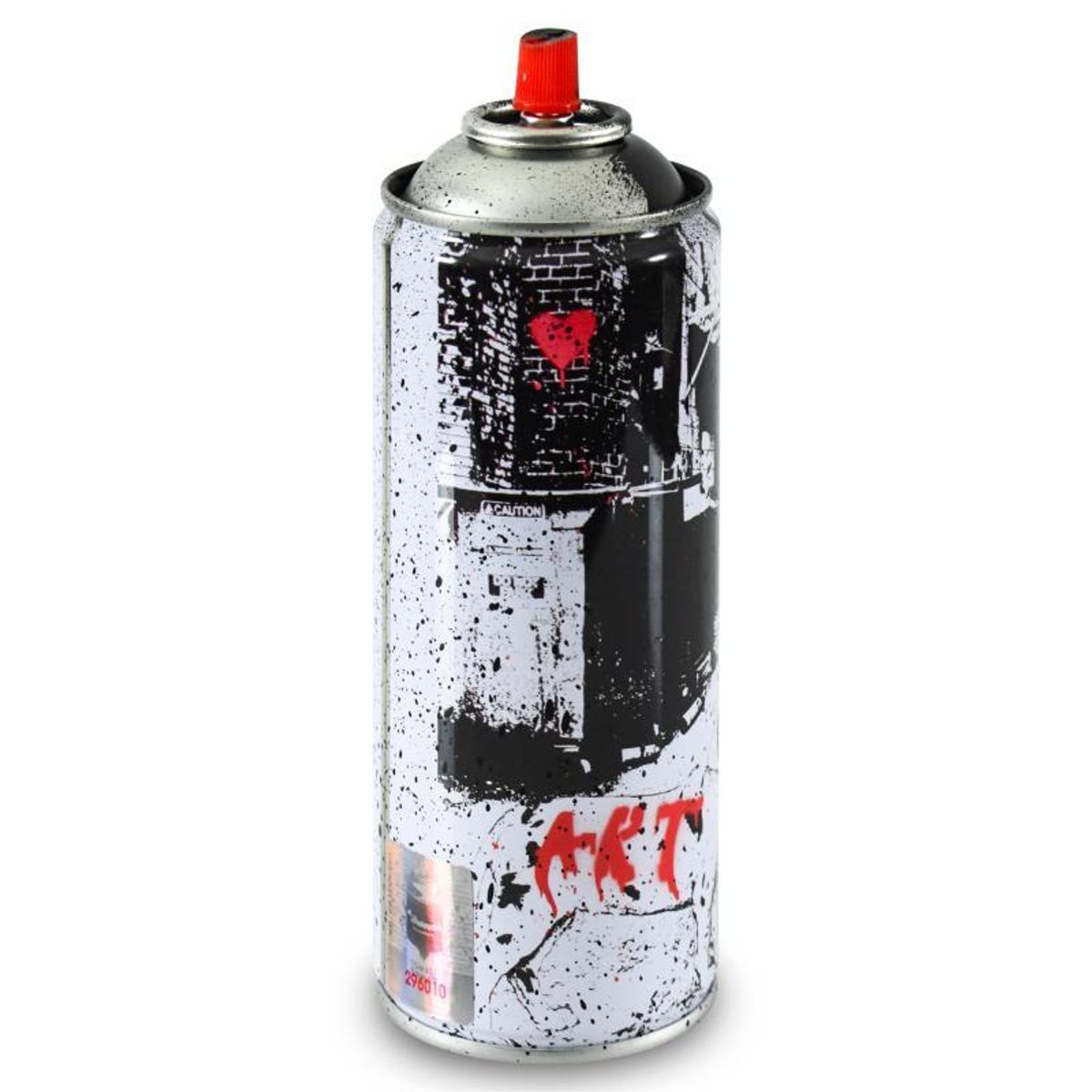 Mr. Brainwash, "Pup Art (Black)" Limited Edition Hand Painted Spray Can with Plate Signature.
