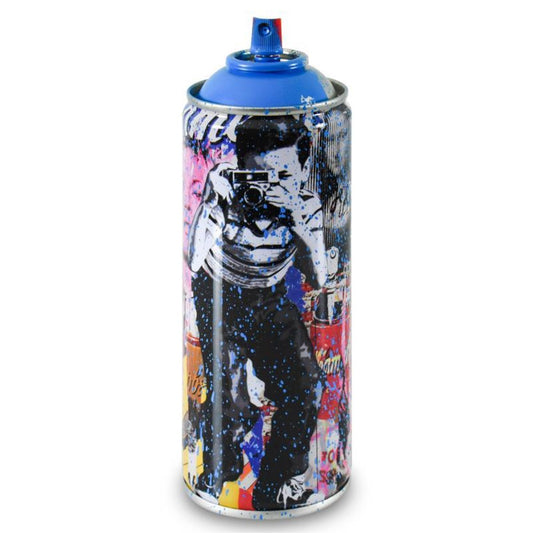 Mr. Brainwash, "Smile - Full (Cyan)" Limited Edition Hand Painted Spray Can with Plate Signature.